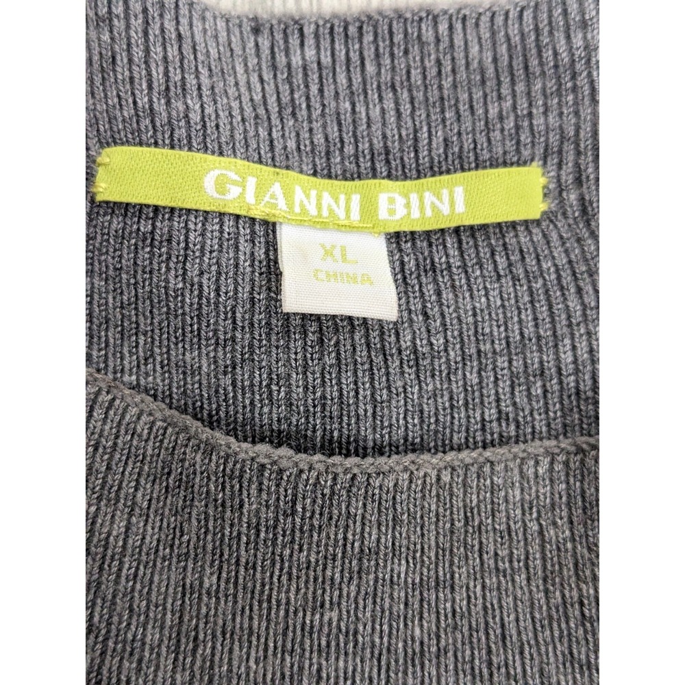 Gianni‎ Bini Womens Dress Mockneck Ruffle Bottom Long Sleeve Knit Gray Sz XL 347 - Picture 5 of 8